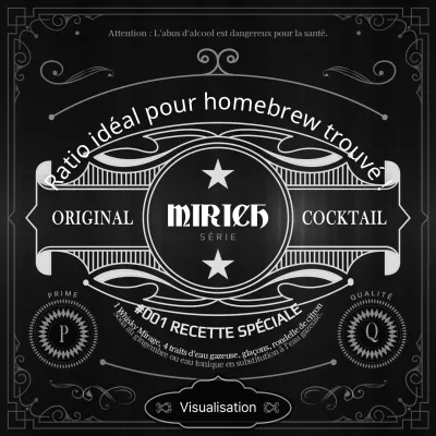 Black and White Whisky Label Concept Homebrew Recipe Information