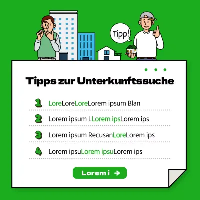 Grünes ordentliches Notizen machen Thema Wohnungssuche Informationen weitergeben