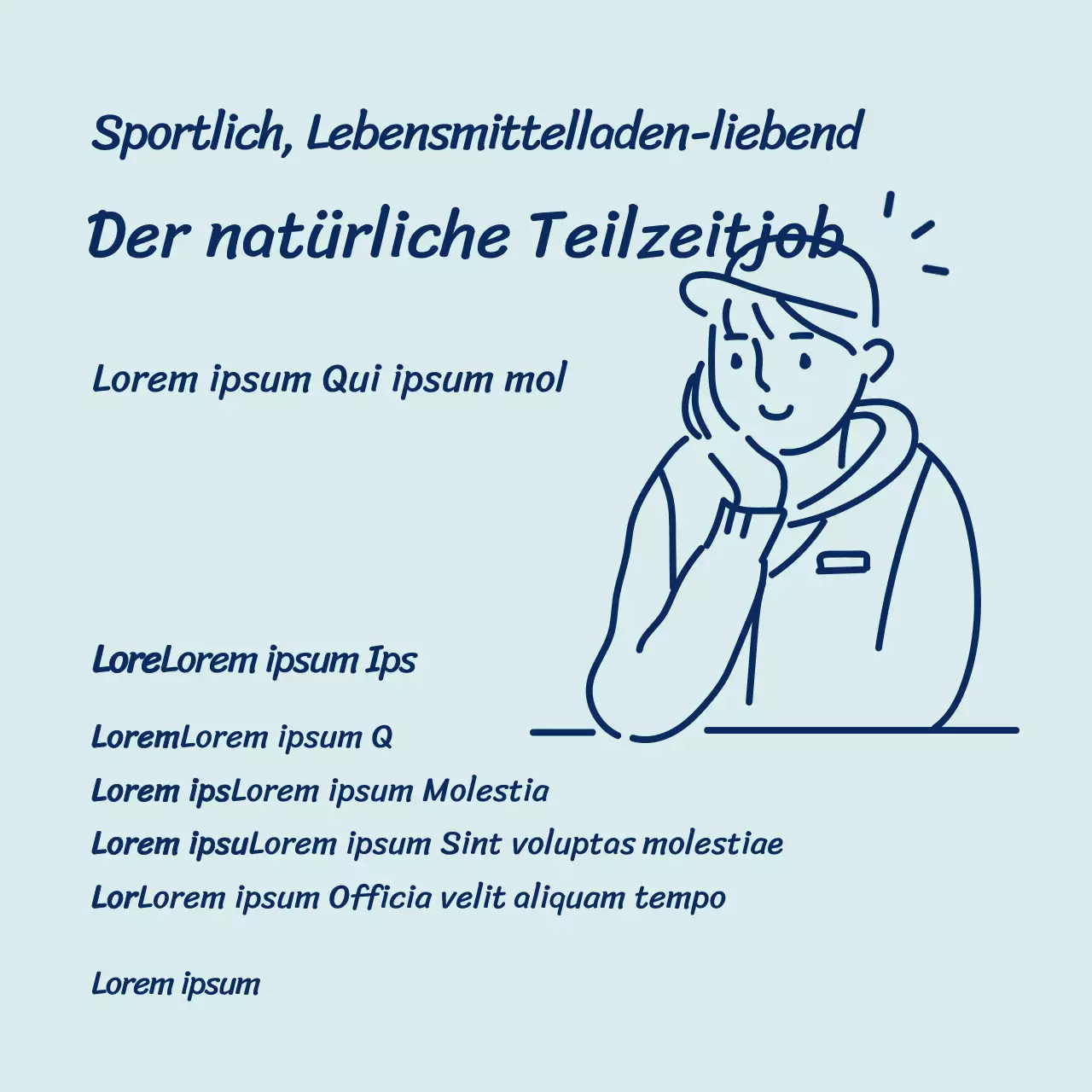 Hellblau einfache Illustration Mann Teilzeitjob Lebenslauf Social Media Quadrat