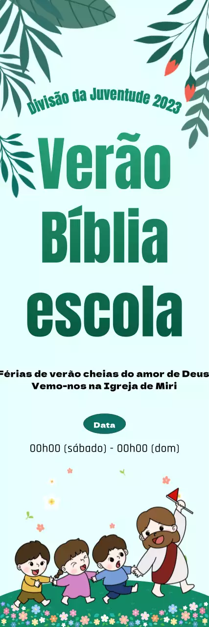 Escola bíblica num jardim de flores verdejante