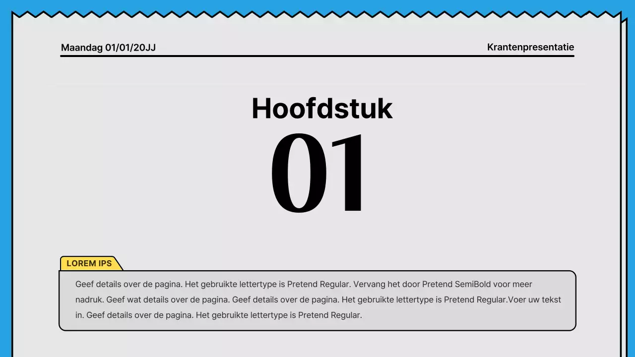 Gedurfde lijnen en aandachttrekkende presentatie in een krantenconcept met gele en lichtblauwe accentkleuren