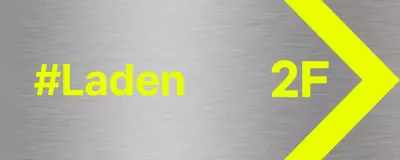 Einfache Etagenschilder mit leuchtend gelben Etagenbezeichnungen und Abbildungen von Formen