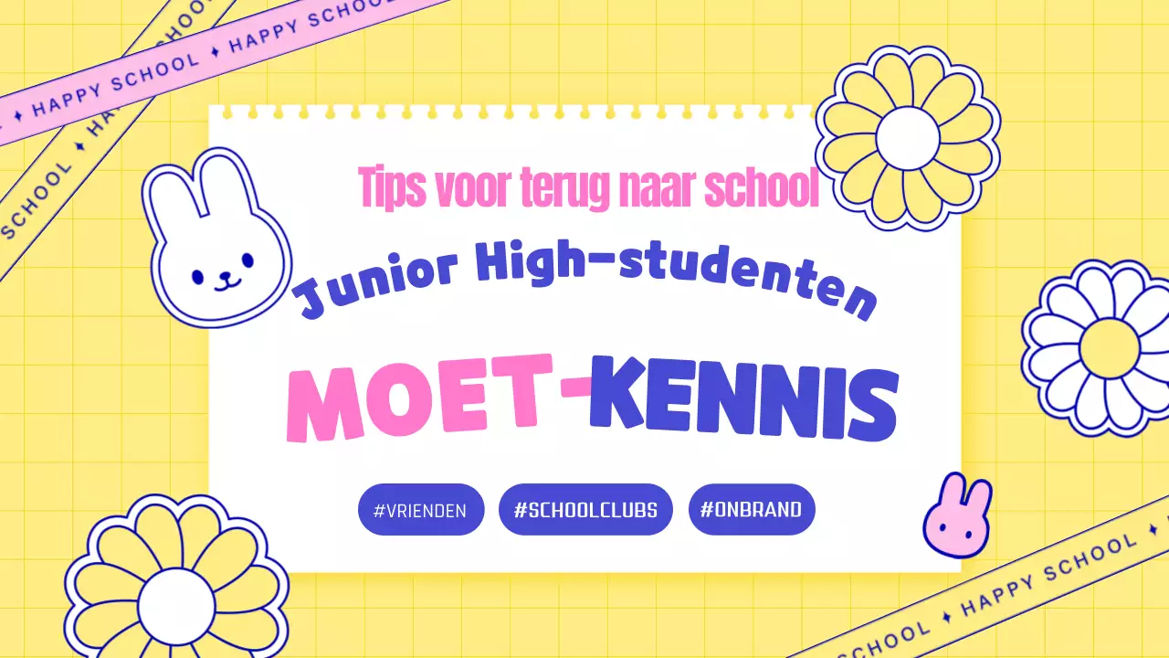 Een eenvoudige blauwe en gele kennispost voor de middelbare school