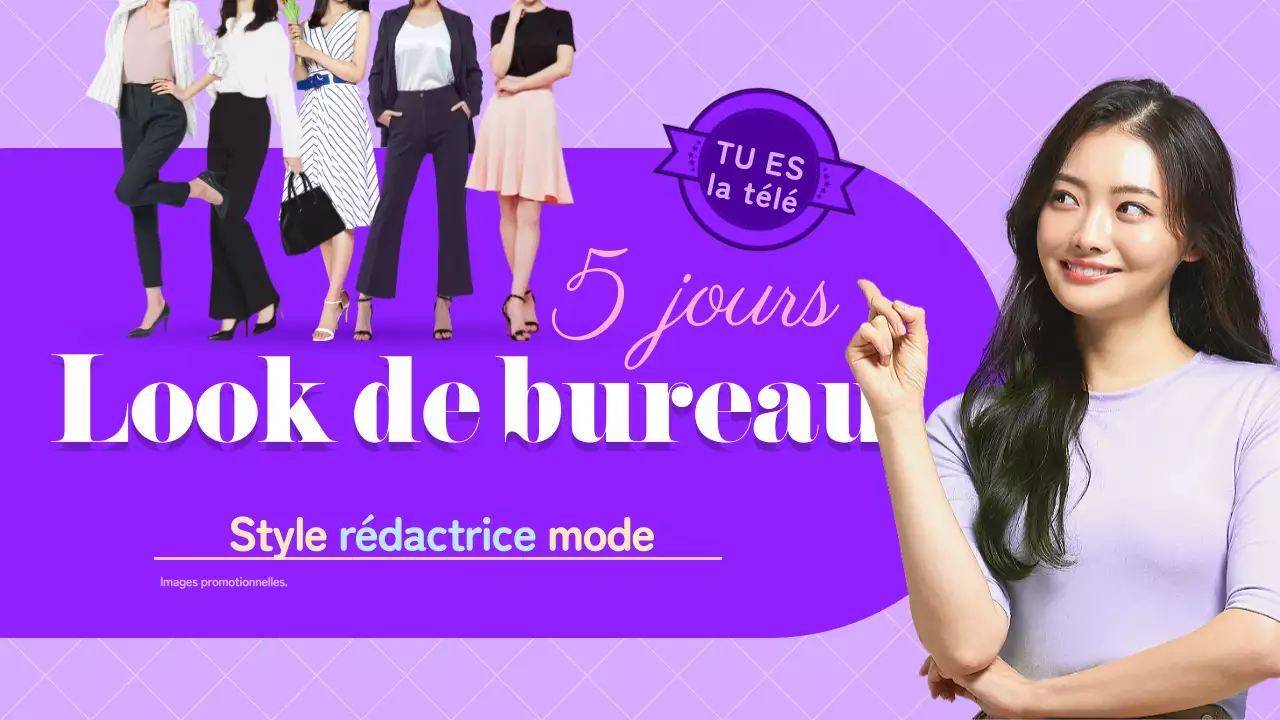 Le look d'une rédactrice de magazine de mode pour le travail en violet