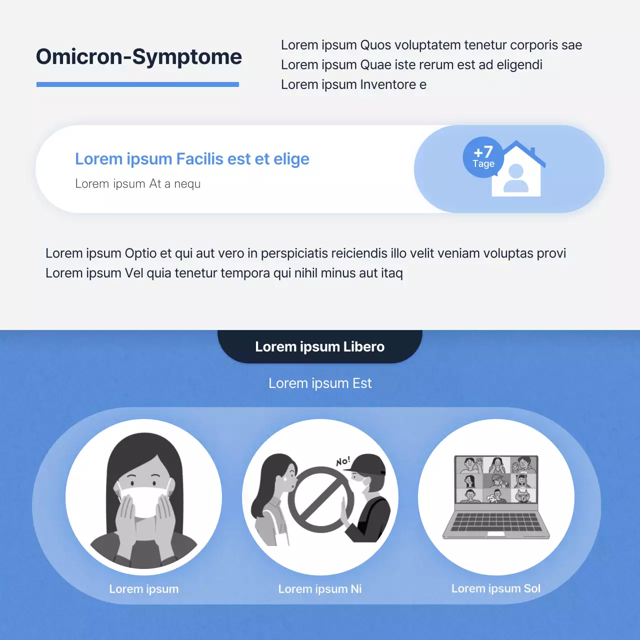 Informationen über die Symptome der blauen und grauen Nachwirkungen von Long Covid