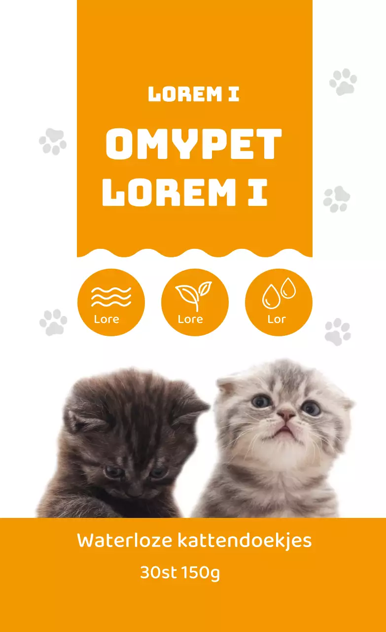 Oranje Schattige Kat Tissue Etiketten