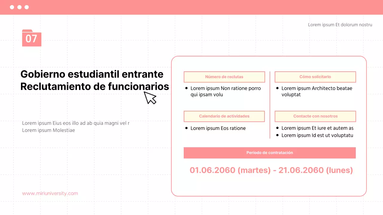 Anunciar el pleno de fin de legislatura con un estilo sencillo en beige y rosa