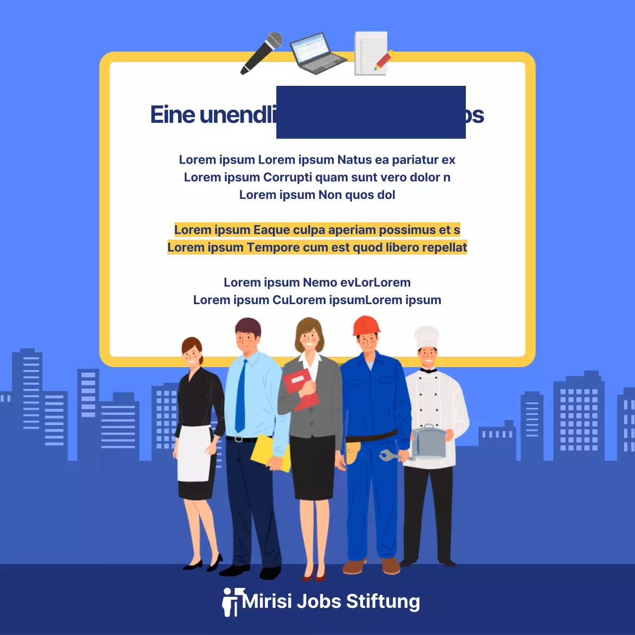 blau Illustration Konzept Büroangestellte Seite Projekt cardnews