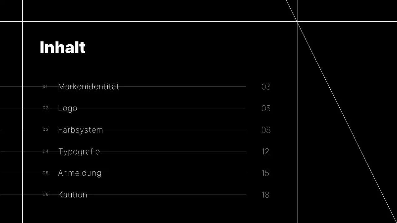 Einfacher Vorschlag für einen Markenleitfaden mit schwarzen Linien