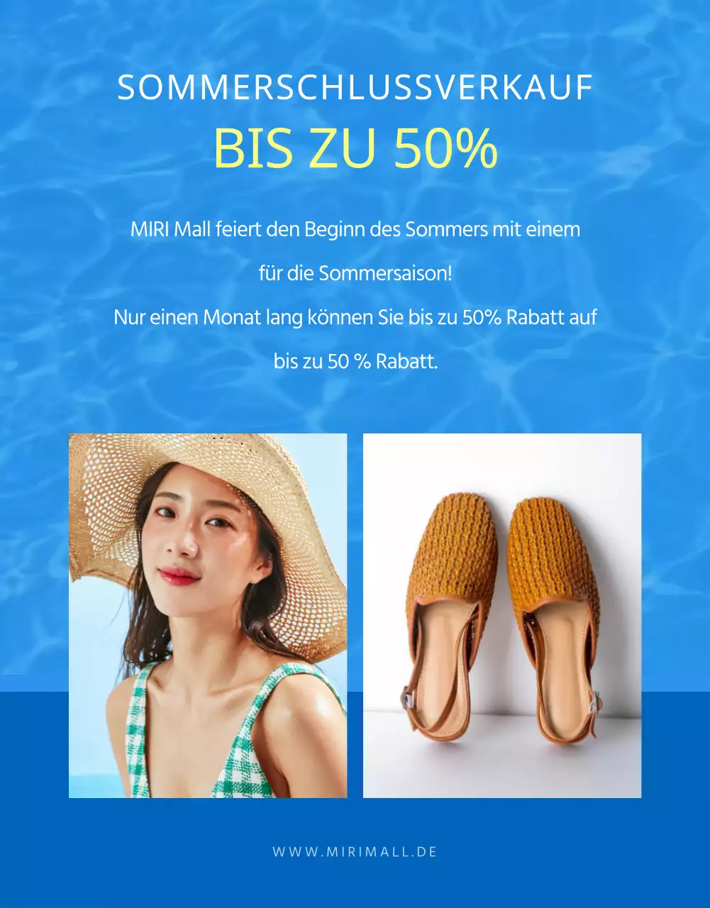 Förderung eines natürlichen Sommerschlussverkaufs mit hellen Blautönen und Blautönen