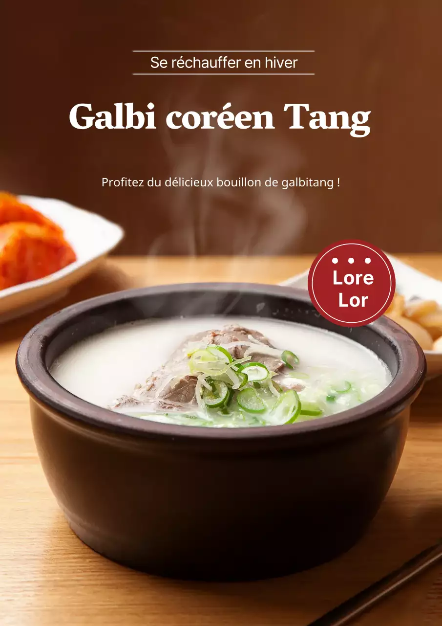 Photo brune Menu coréen galbitang publicité