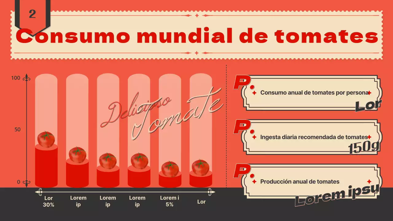 Presentación de tomates con un concepto de etiqueta vintage en naranja y azul marino
