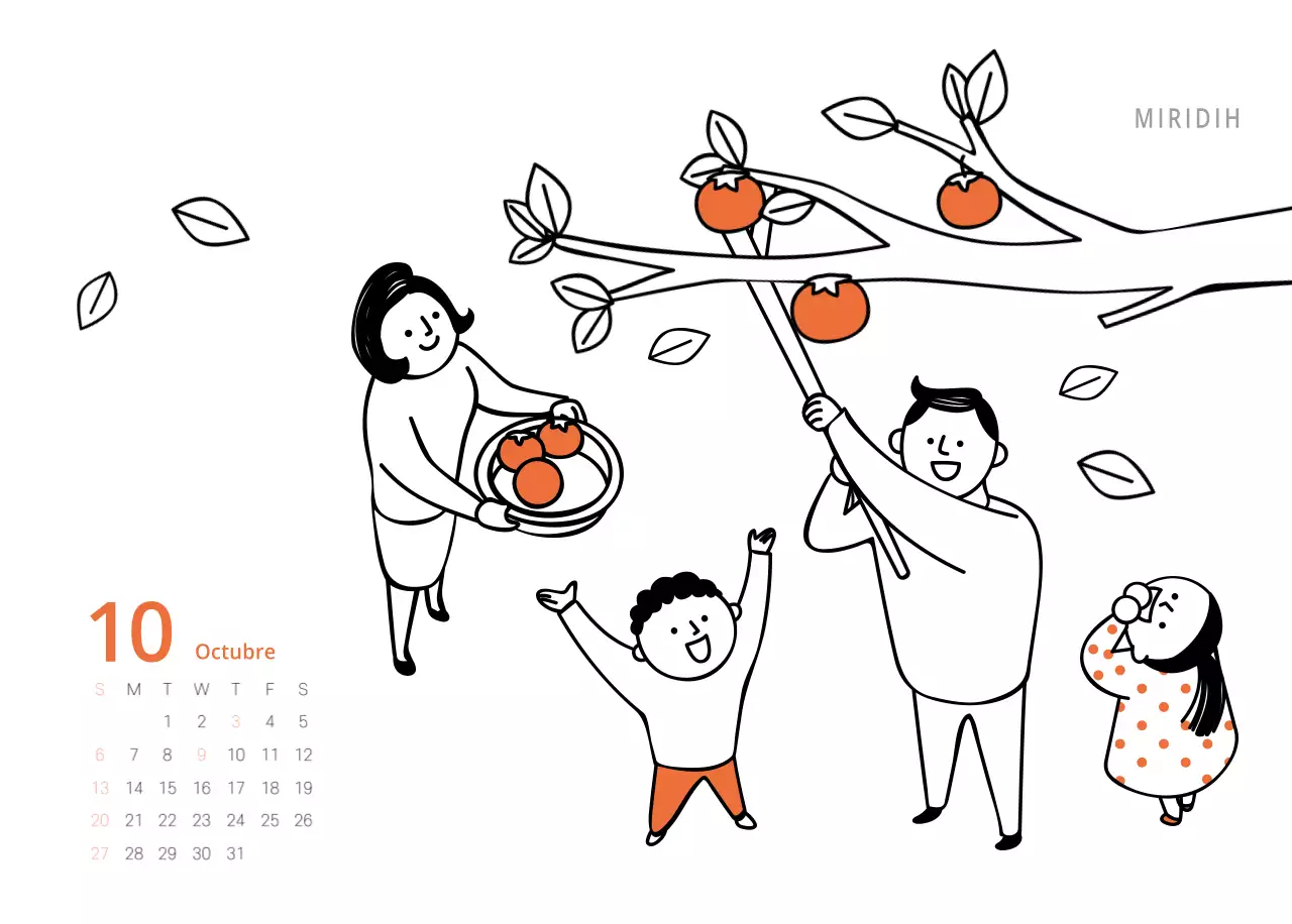 Calendario ilustrado multicolor