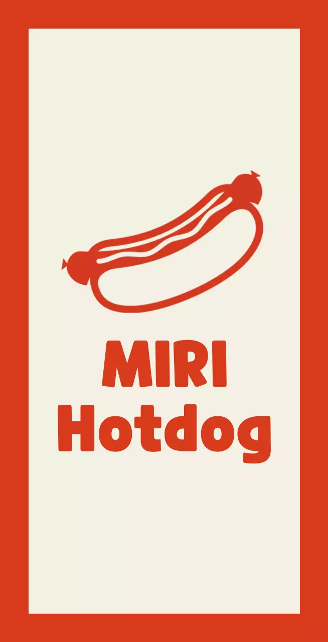 Hotdog restaurantverkoper op ivoorkleurige achtergrond met rode omtrek