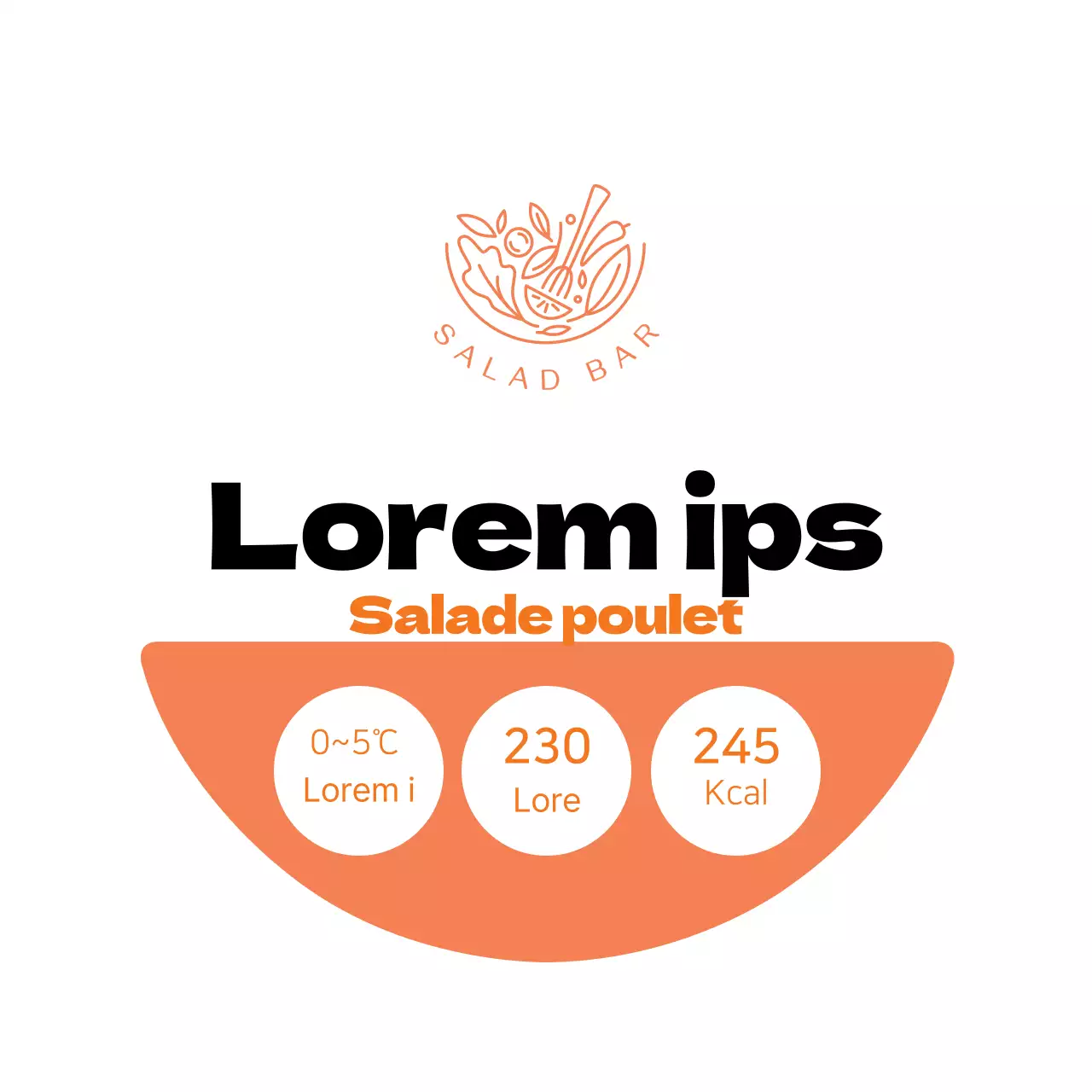 Etiquettes de salade de blancs de poulet à l'orange