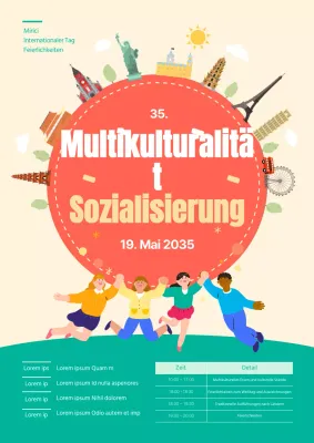 Ein Leitfaden für multikulturelle Veranstaltungen zum Welttag in Korallen- und Mintfarben
