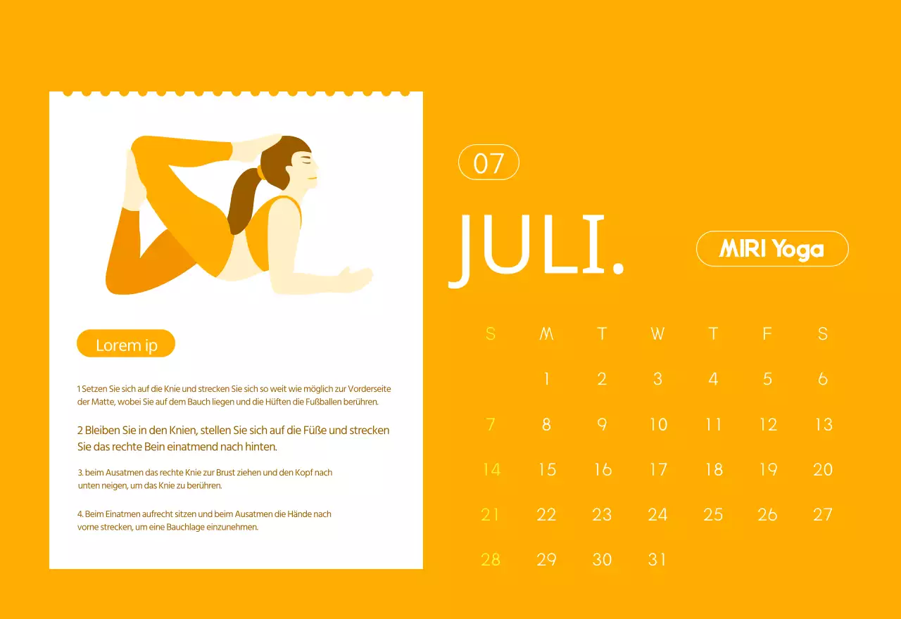Orangefarbene Kalender zum Verschenken bei der Werbung für Ihr Yogastudio
