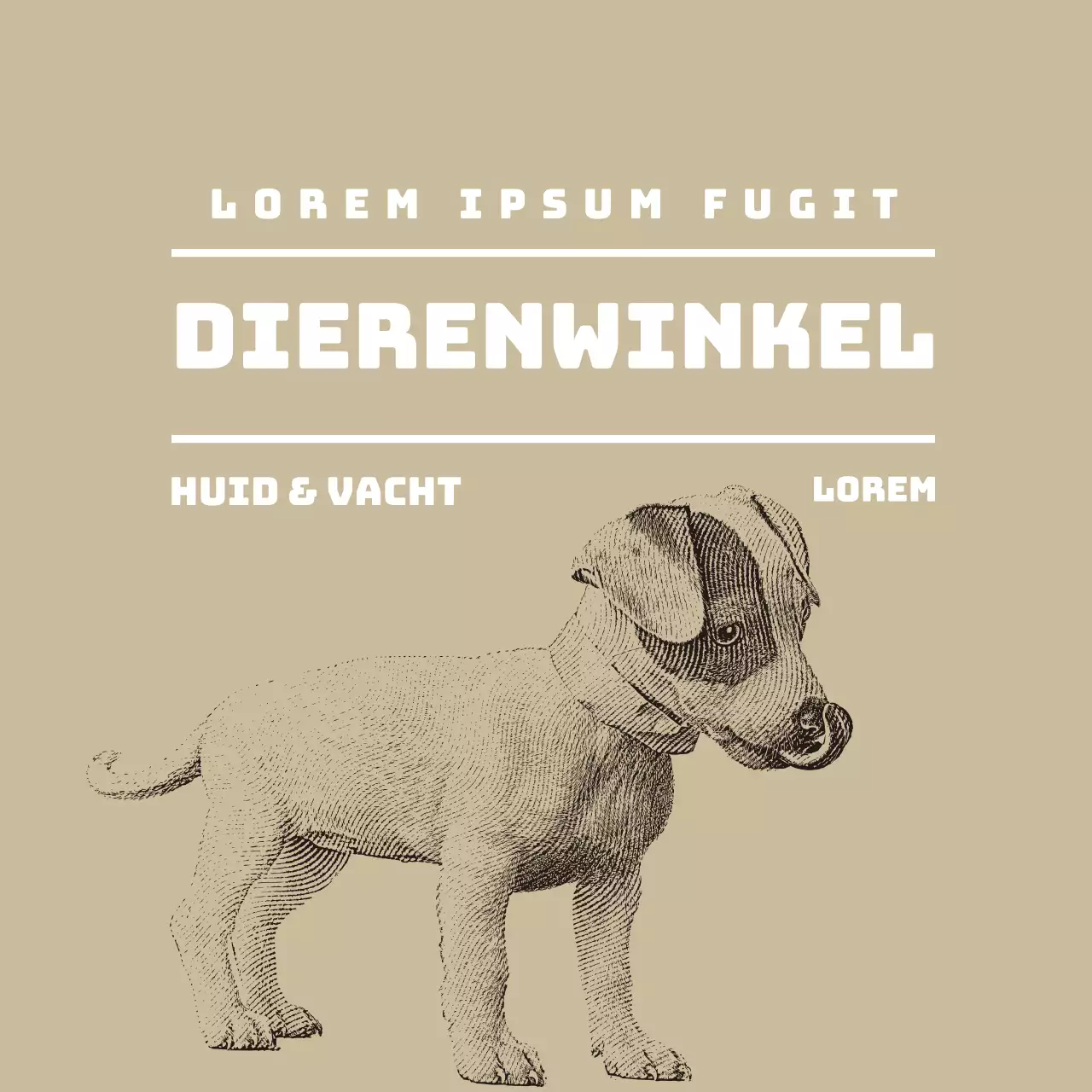 Beige geïllustreerd dierenwinkel label