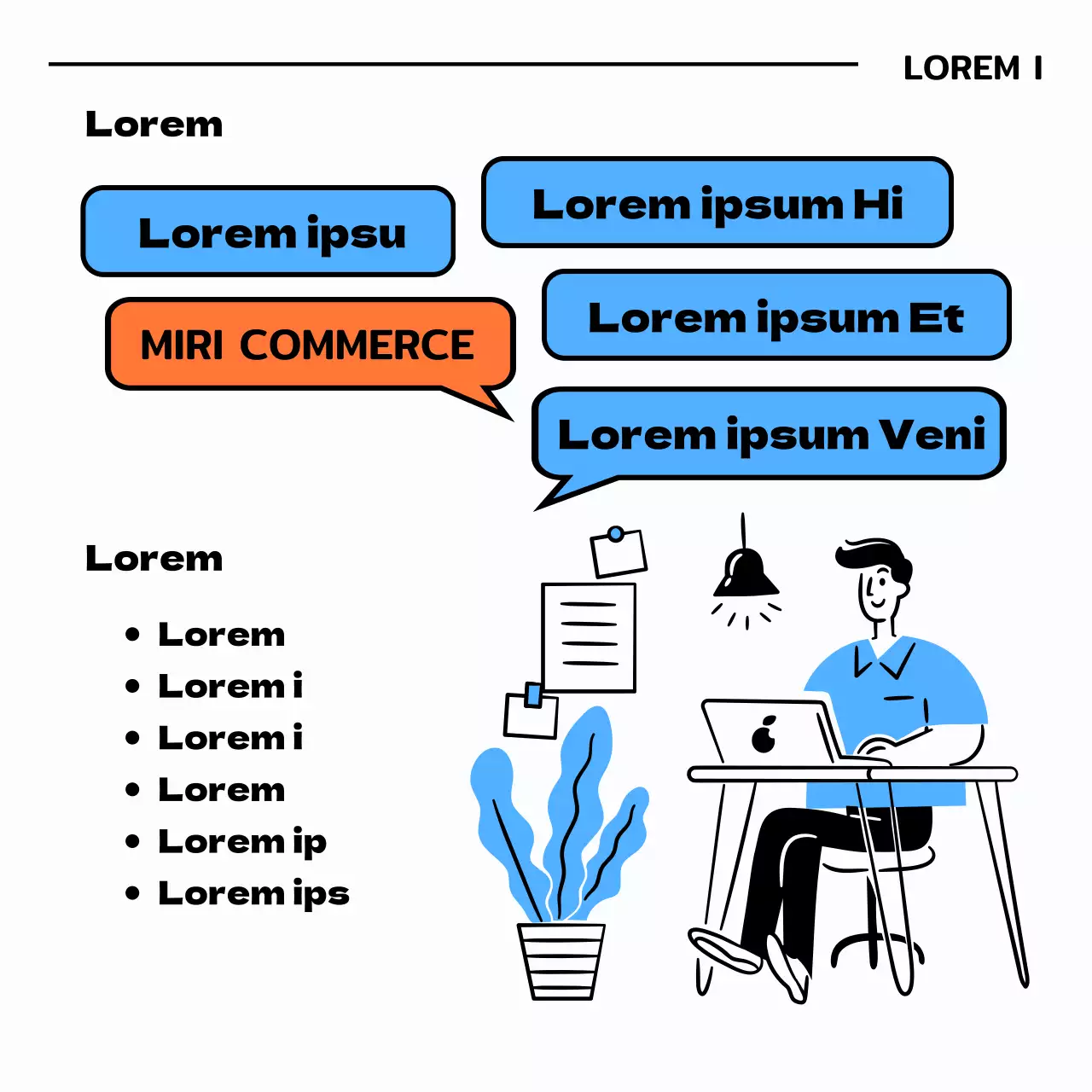 Anwerbung für Praktika mit Illustrationen in Hellblau und Schwarz