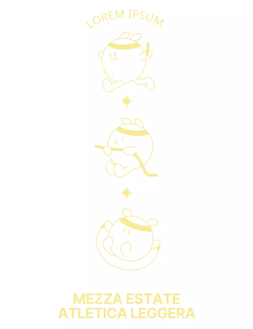 Souvenir della giornata sportiva della scuola media con un simpatico personaggio giallo che fa ginnastica