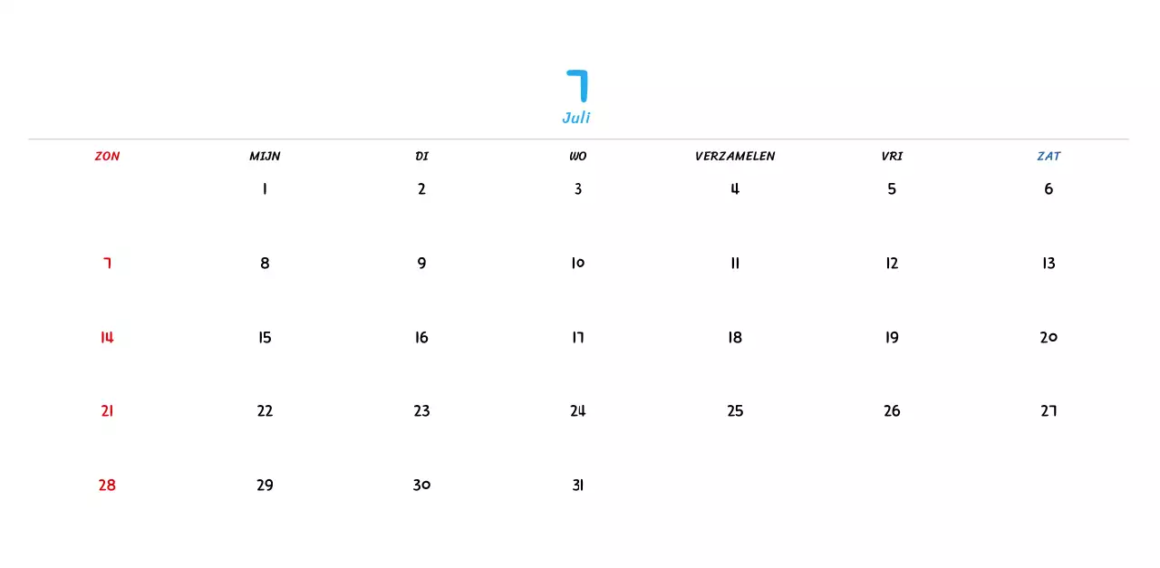 Nieuwjaarskalender met schattige lijnillustraties