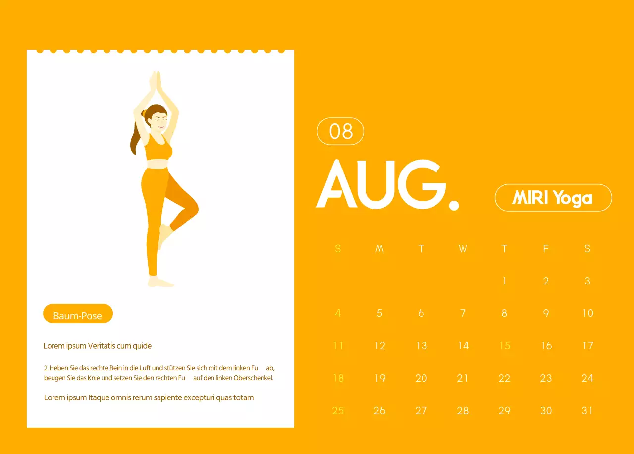 Orangefarbene Kalender zum Verschenken bei der Werbung für Ihr Yogastudio
