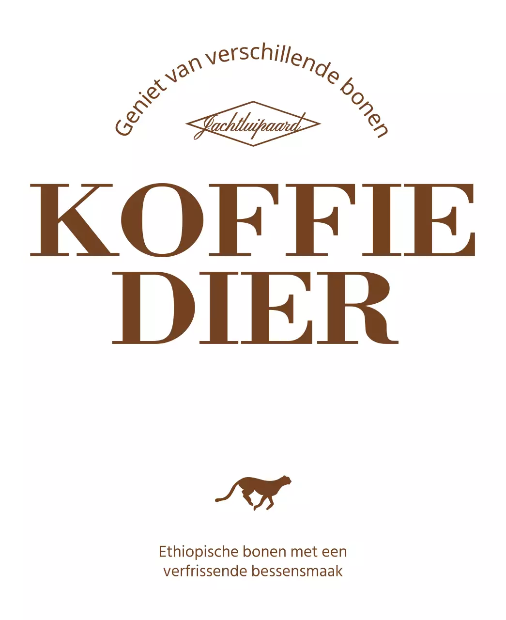 Eenvoudig ontwerp met bruine, rennende dierenillustratie