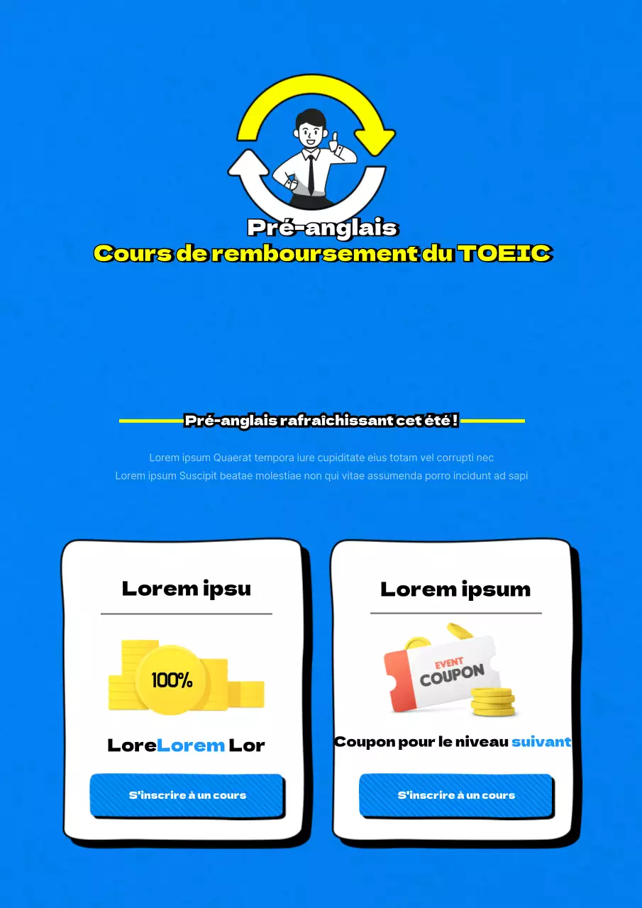 Promotion de l'événement d'été à l'école TOEIC bleue et propre