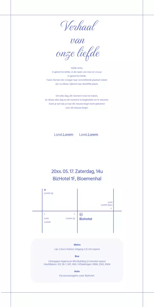 Eenvoudige huwelijksuitnodiging met lijnen op een witte achtergrond