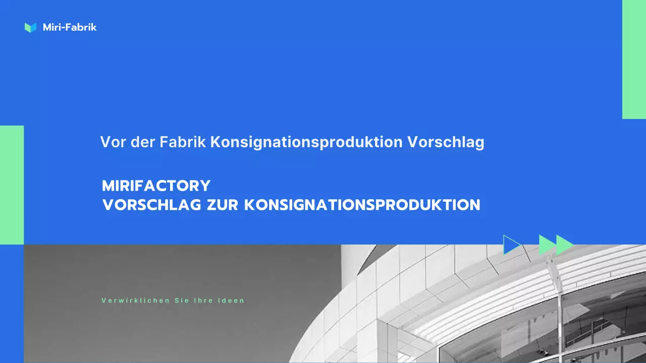 Blaue mintfarbene Präsentation eines Angebots für ausgelagerte Produktionsdienstleistungen