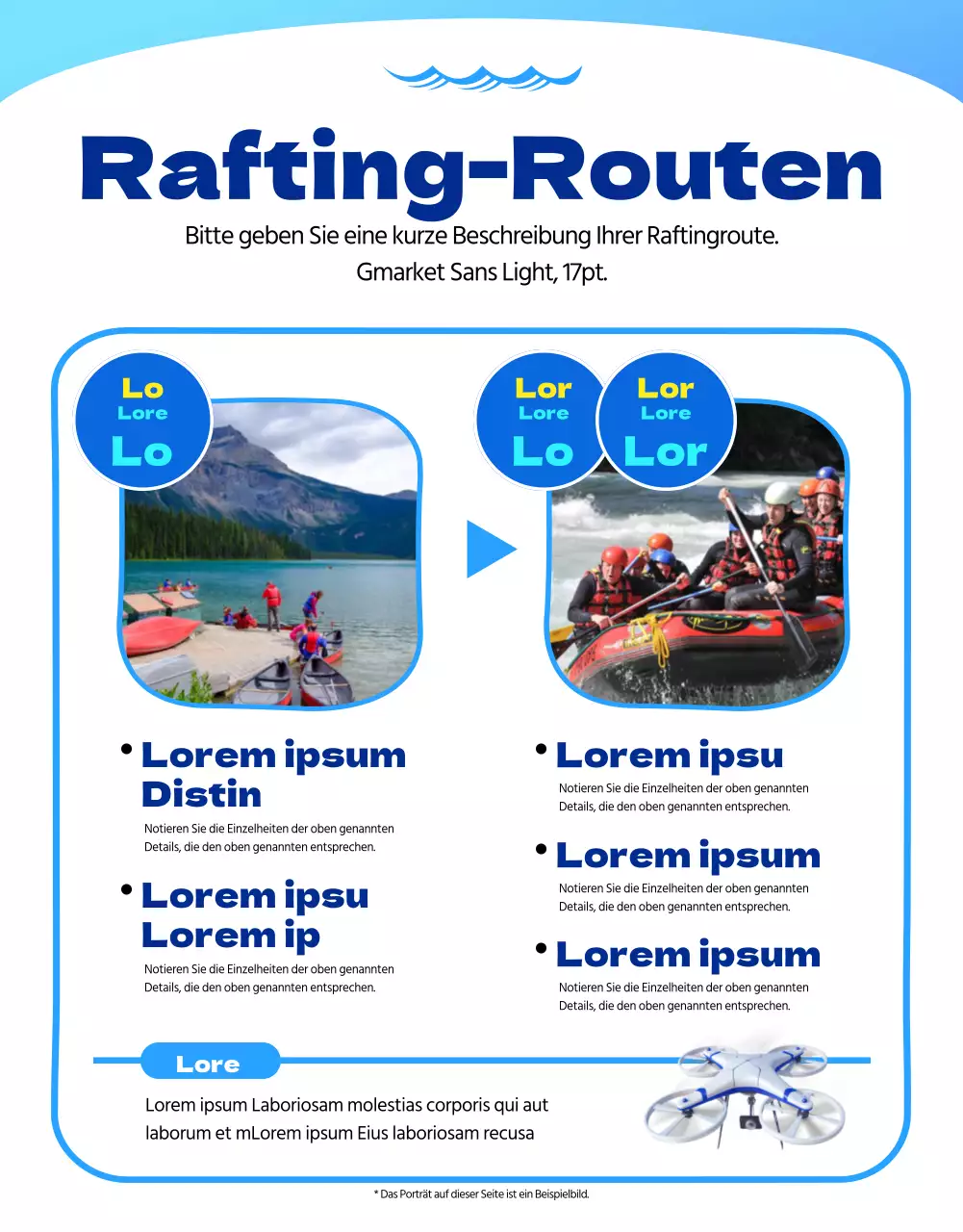 Kühles, sauberes Rafting in Hellblau und Weiß