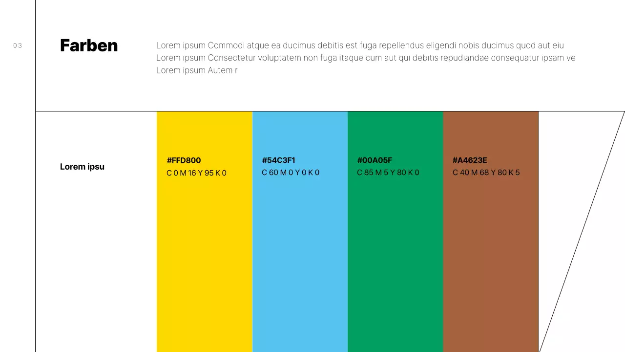 Einfacher Vorschlag für einen Markenleitfaden mit schwarzen Linien