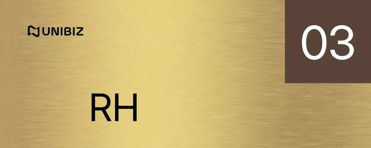 Un signe simple avec des noms de départements d'entreprise en marron et noir et des formes carrées.