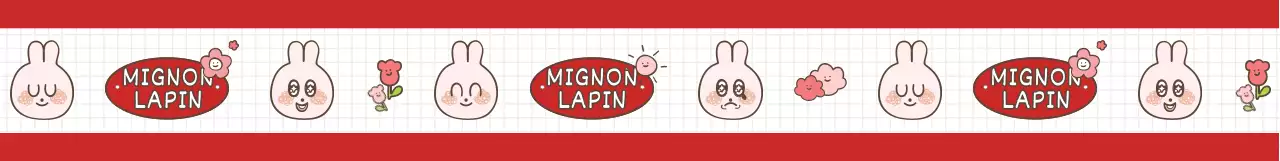 Motif d'illustration d'un lapin rouge et blanc dans un style mignon et câlin
