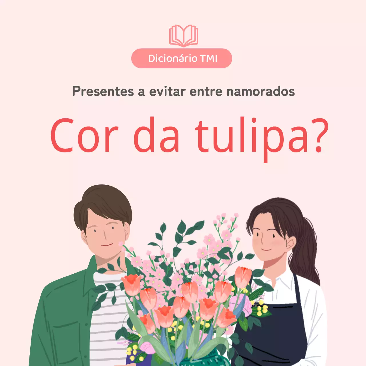 A língua das flores de tulipa TMI com imagens ilustradas cor-de-rosa