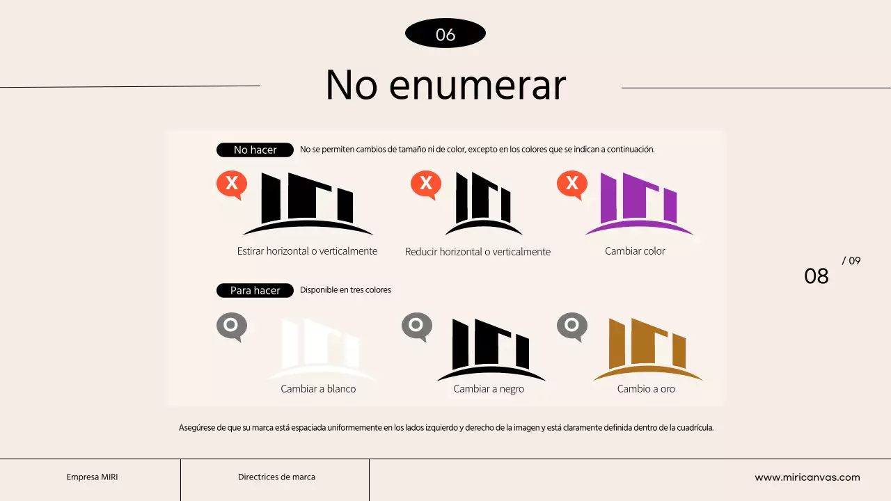 Una pauta de marca sencilla con colores marfil y naranja