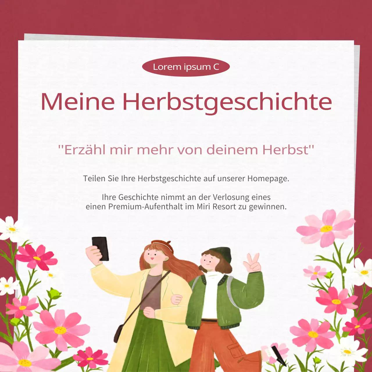 Werbung für ein modernes Herbstfest in Rot und Orange