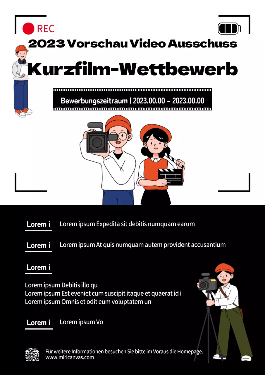 Der Wettbewerb enthielt Illustrationen von Aufnahmen und Figuren der Filmcrew auf einem sauberen schwarzen Hintergrund.