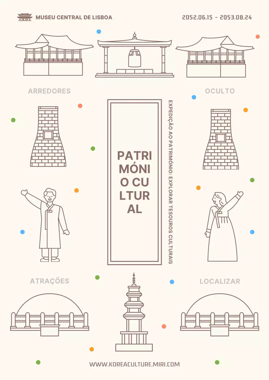 Bonitos passeios de património em bege e castanho