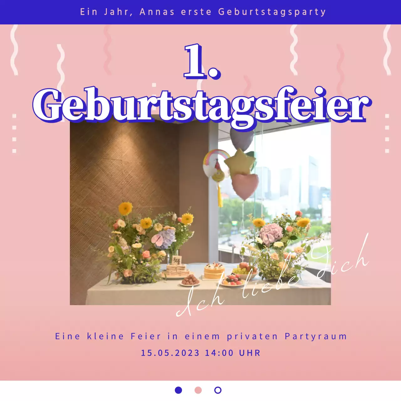 Ein farbenfroher Raum für eine Babyparty mit einem einfachen, lässigen Stil in Rosa und Blau Instagram-Feed