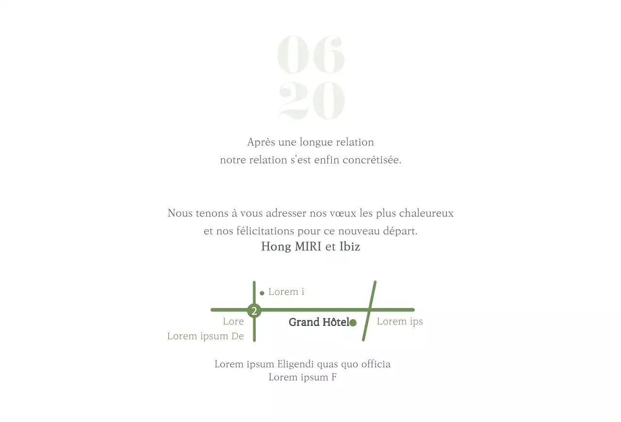 Invitations de mariage simples avec des fleurs de mariage vertes et blanches