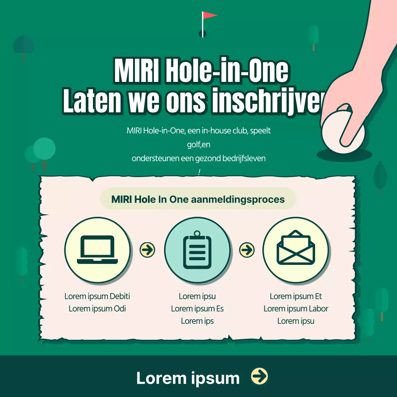 Bedrijfsgolfclub met groene achtergrond CardNews