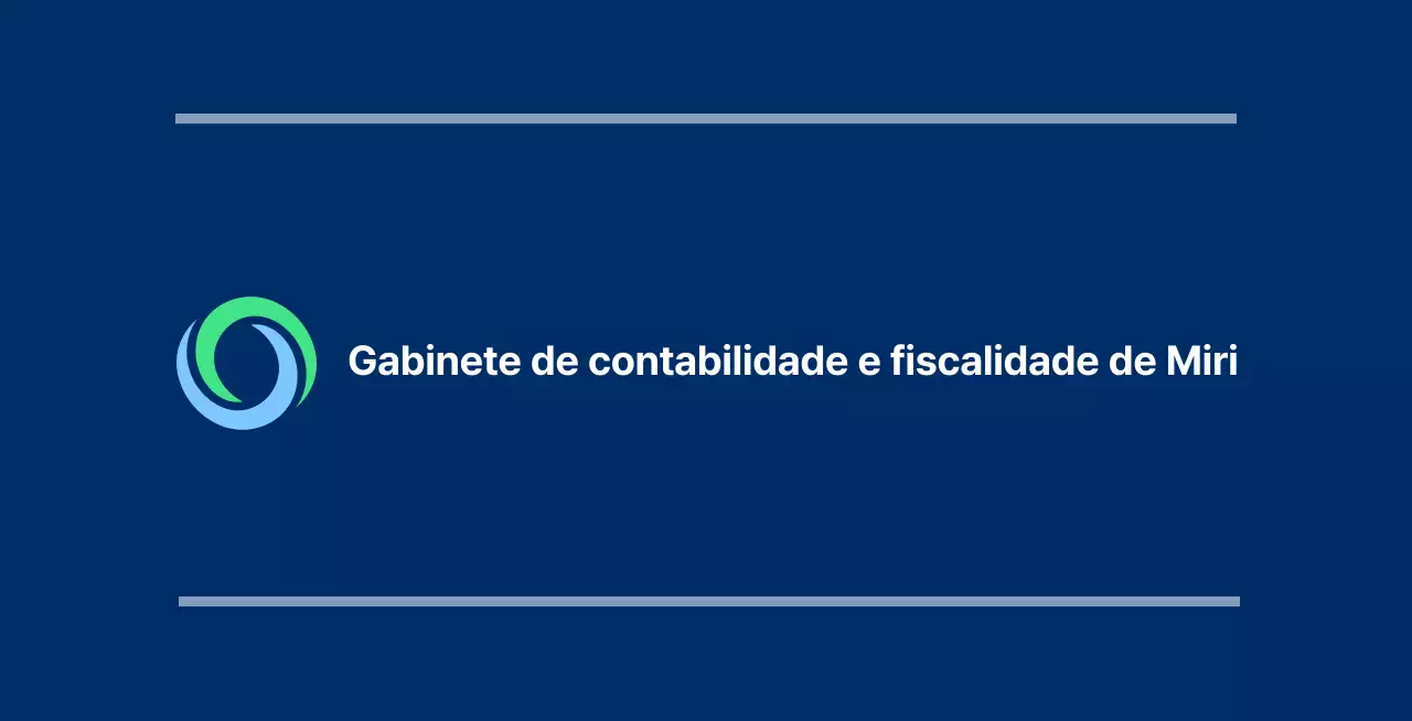 Faixa azul-marinho de escritório público com o logótipo e o nome do serviço fiscal e de contabilidade.