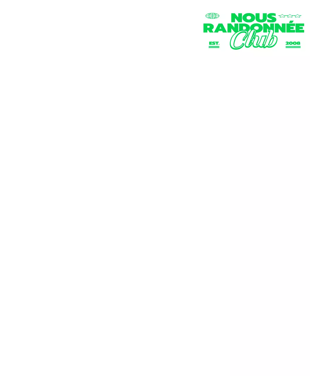 T-shirt en vert et blanc représentant un personnage de montagne.