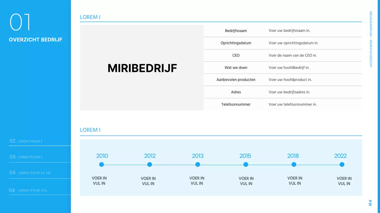 Presentatie van een eenvoudig nieuwjaarsplan in lichtblauw