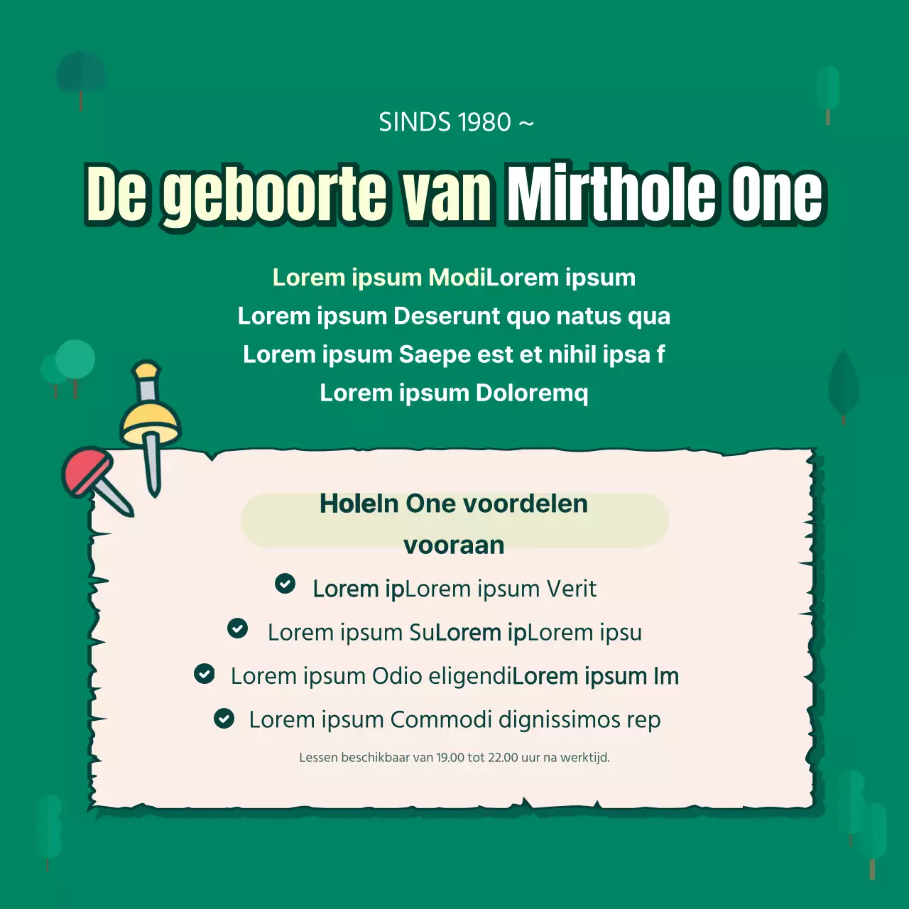 Bedrijfsgolfclub met groene achtergrond CardNews