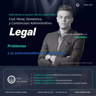 Tema moderno y sencillo para abogados en azul claro y azul marino
