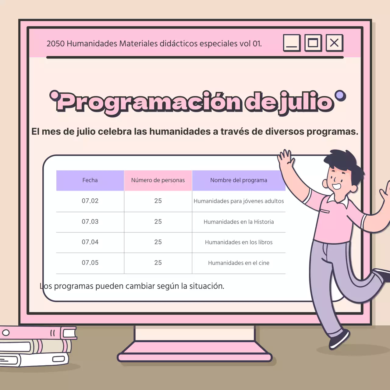 Un bonito concepto para una conferencia de humanidades con acentos rosa-morado