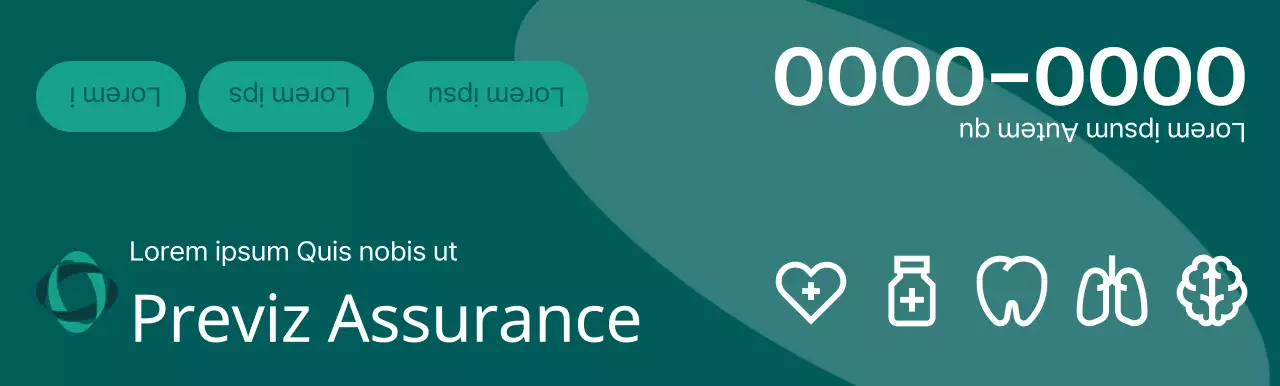 Document promotionnel d'une compagnie d'assurance avec des illustrations 3D aux tons sombres et des icônes de santé.