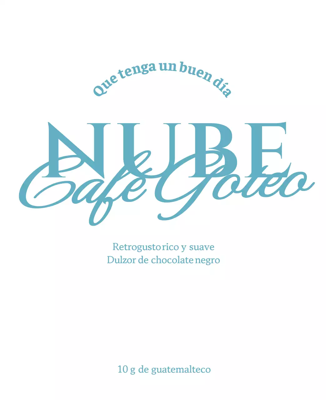 Granos de café sencillos con acentos de texto en azul claro y blanco